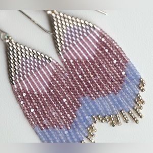 Sage’s Aura | Lilac + Periwinkle | Handmade Beaded Earrings NWOT